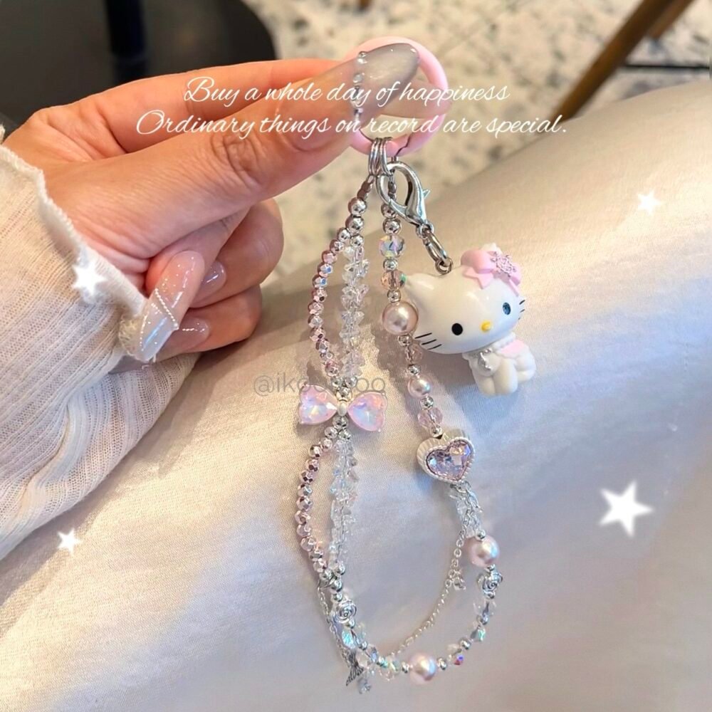 Miss Kitty Bow Crystal Sweet Phone Charm