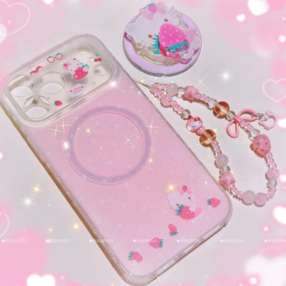 Kitty Strawberry Garden Pink MagSafe Phone Case