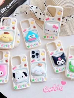 Softable Cute Family Phone Case+3D Rotatable Holder