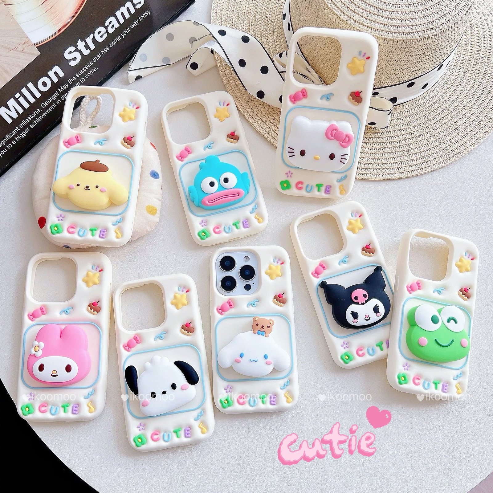 Softable Cute Family Phone Case+3D Rotatable Holder