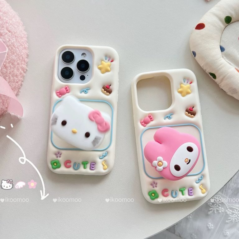 Softable Cute Family Phone Case+3D Rotatable Holder
