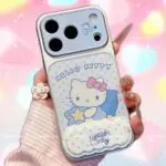 Blue Cream Kitty Good Night Phone Case with Mirror Stand