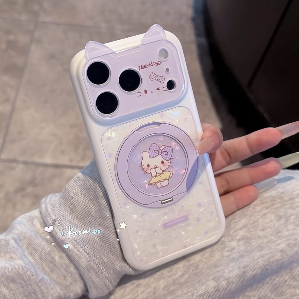 Fairy Lavender Kitty Shell Glitter MagSafe Case with Holder