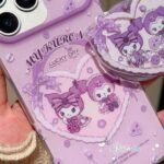 Purple Glitter Kuromi Heart MagSafe Case Set