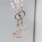 Bling Bling Kitty Pearl Crystals Phone Charm
