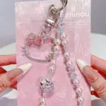 Bling Bling Kitty Pearl Crystals Phone Charm