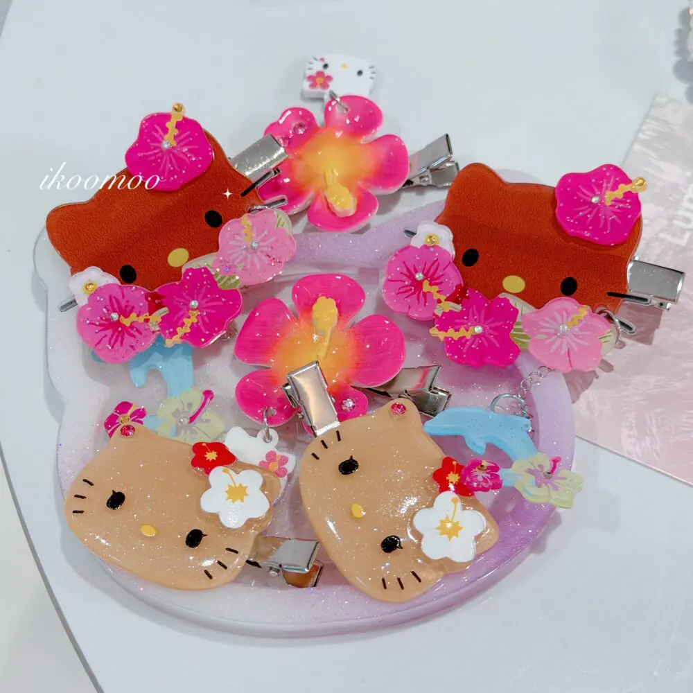 Hawaiian Kitty Bling Bling Hairclips