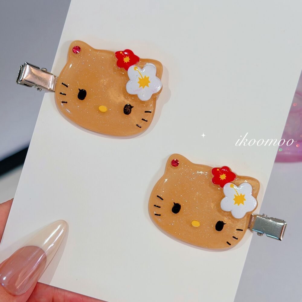 Hawaiian Kitty Bling Bling Hairclips