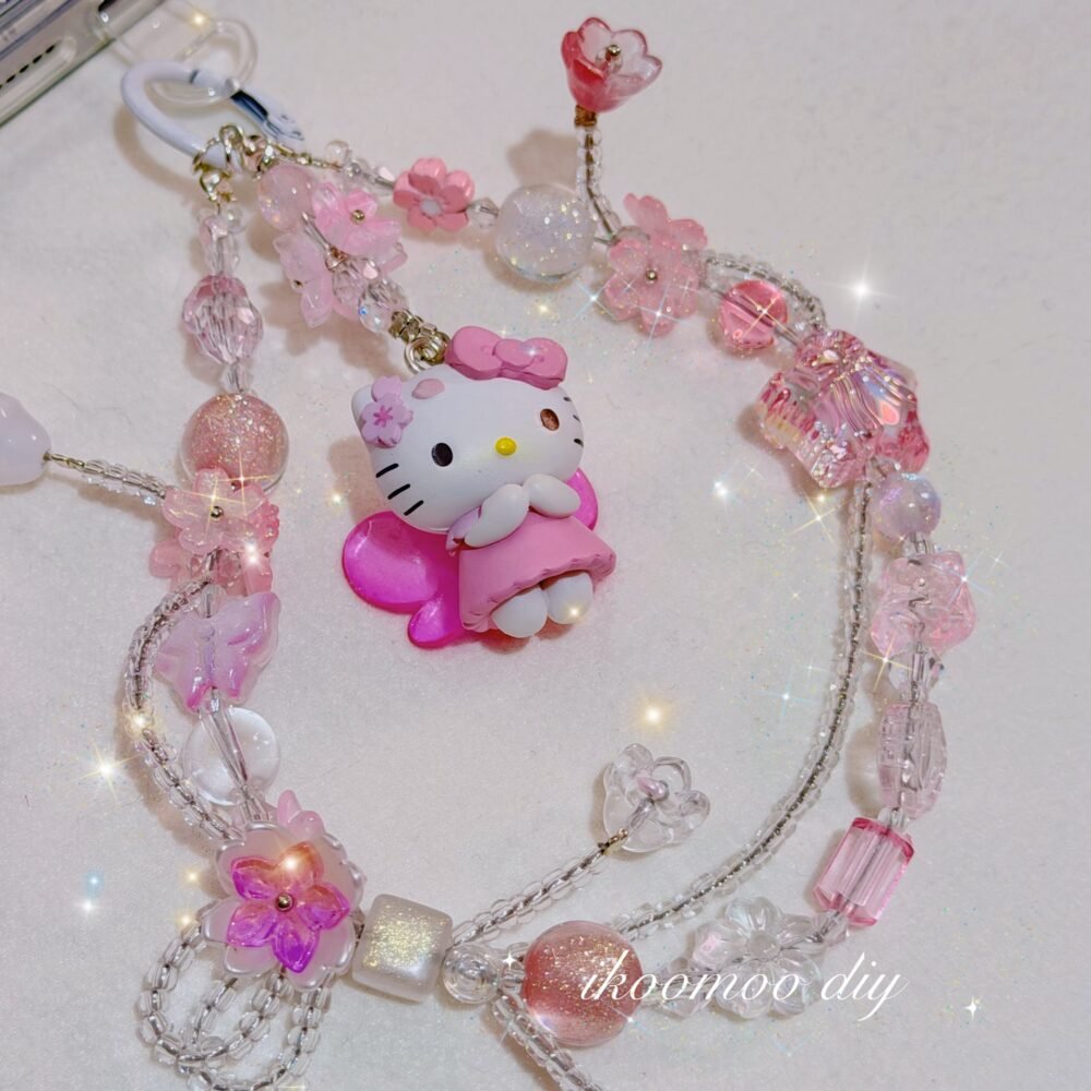 Fairy Kitty Flower Crystals Phone Charm