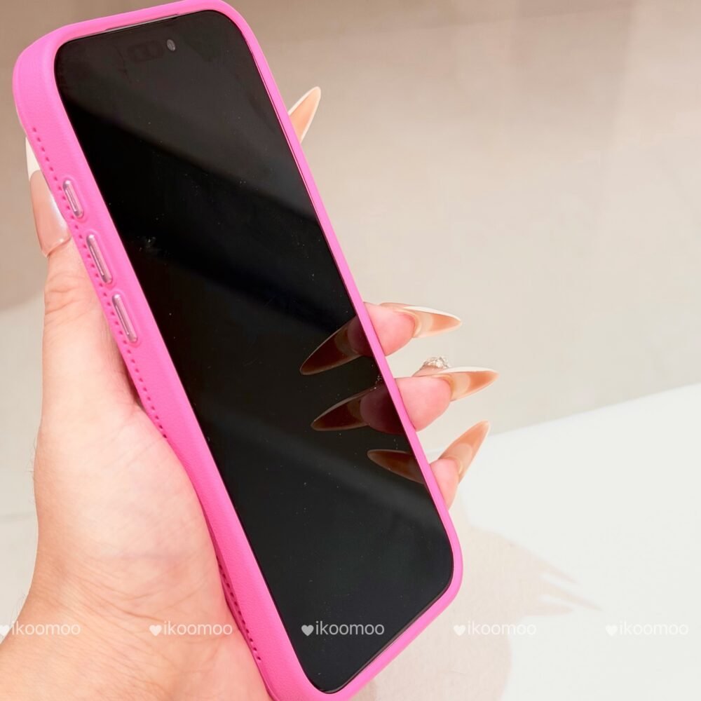 Kitty Pink Leather Phone Case with Glitter Camera Cover