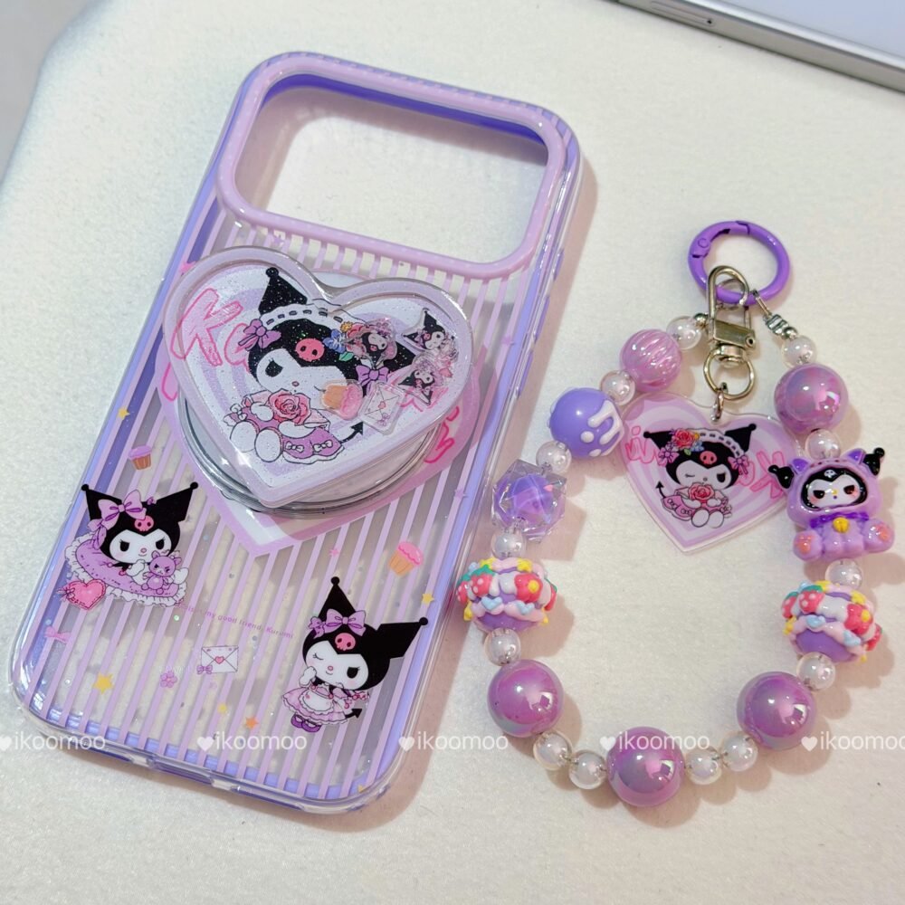 Kuromi ‘Rose Love’ Glitter Purple MagSafe Case Set