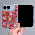 [Customs]Jelly Kitty Strawberry Red Glitters Resin iPhone Duo Case