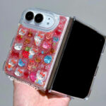 [Customs]Jelly Kitty Strawberry Red Glitters Resin iPhone Duo Case
