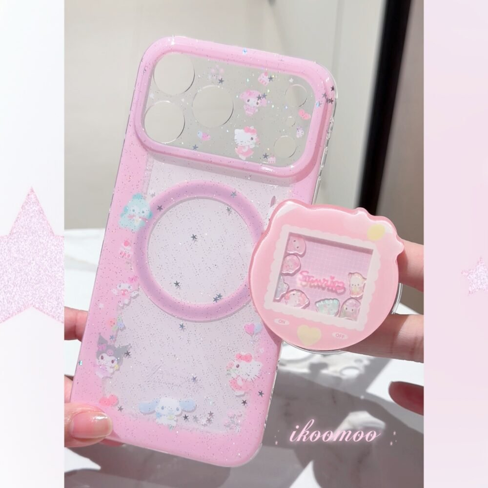Kawaii Girl Dreamy Pink Glitter MagSafe Case Set