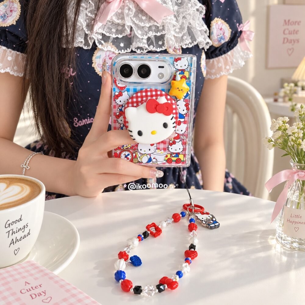 Retro Kitty Gingham iPhone Duo Magnetic Case Set