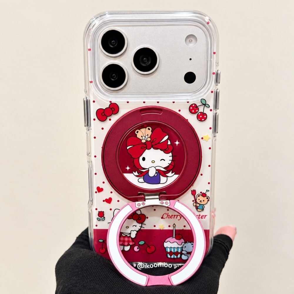 Cherry Kitty Burgundy Red MagSafe Case with Holder