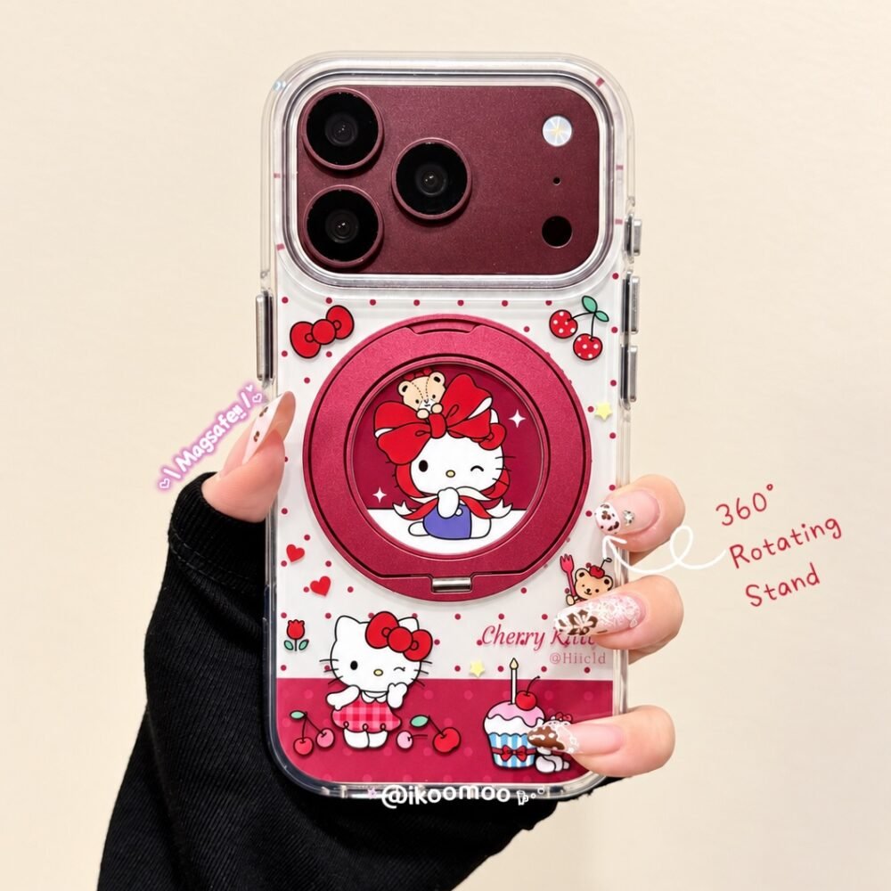 Cherry Kitty Burgundy Red MagSafe Case with Holder