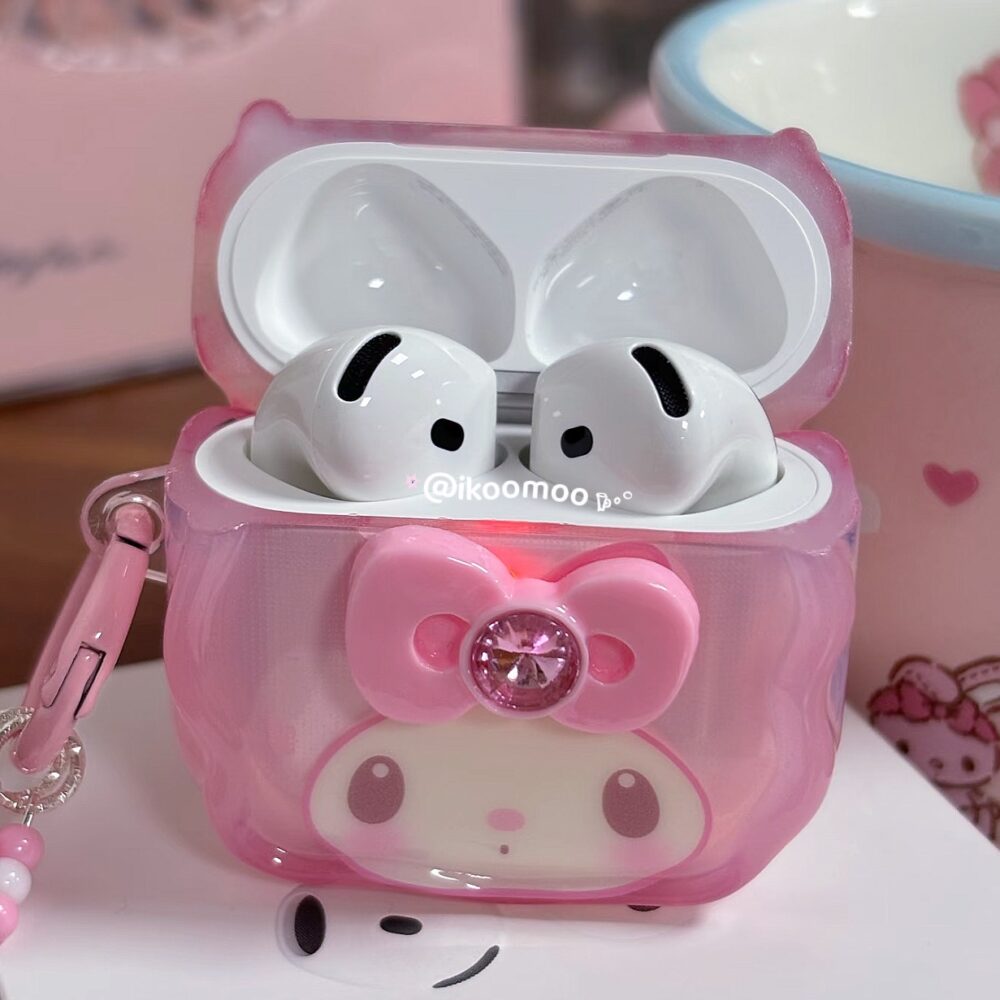 Mymelody Jelly Pink AirPods Case with Charm