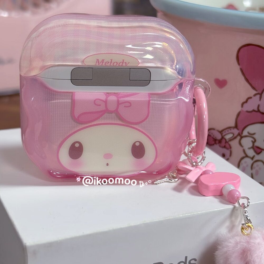 Mymelody Jelly Pink AirPods Case with Charm