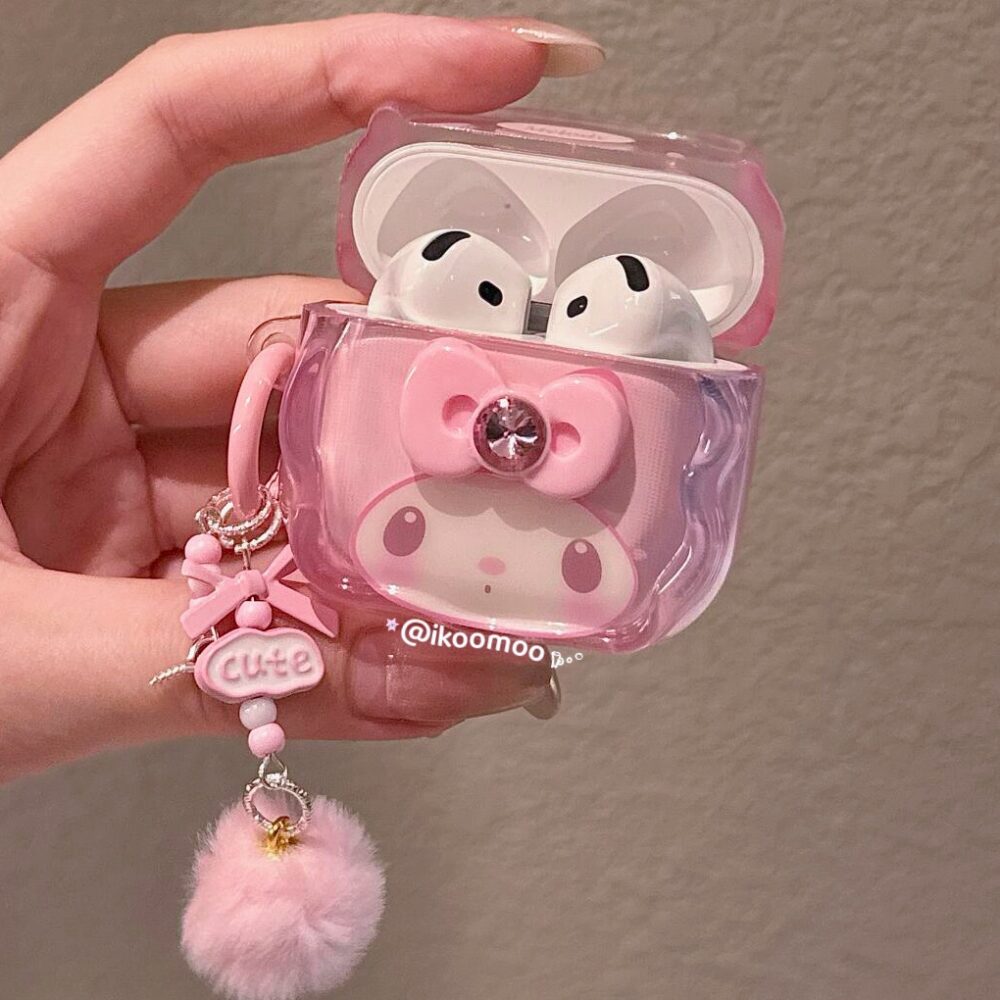 Mymelody Jelly Pink AirPods Case with Charm