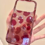 Cute Kitty Cherry Red Heart Leopard Print Clear Phone Case