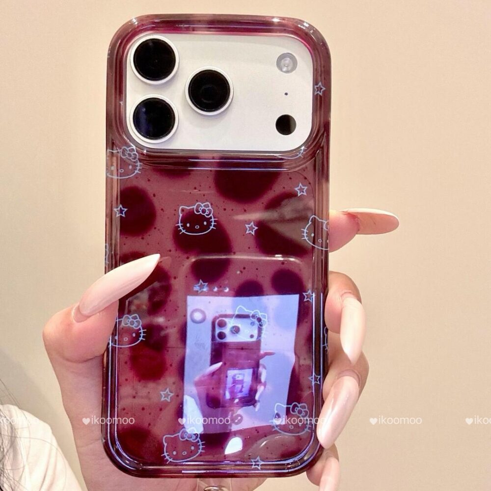 Cute Kitty Cherry Red Heart Leopard Print Clear Phone Case