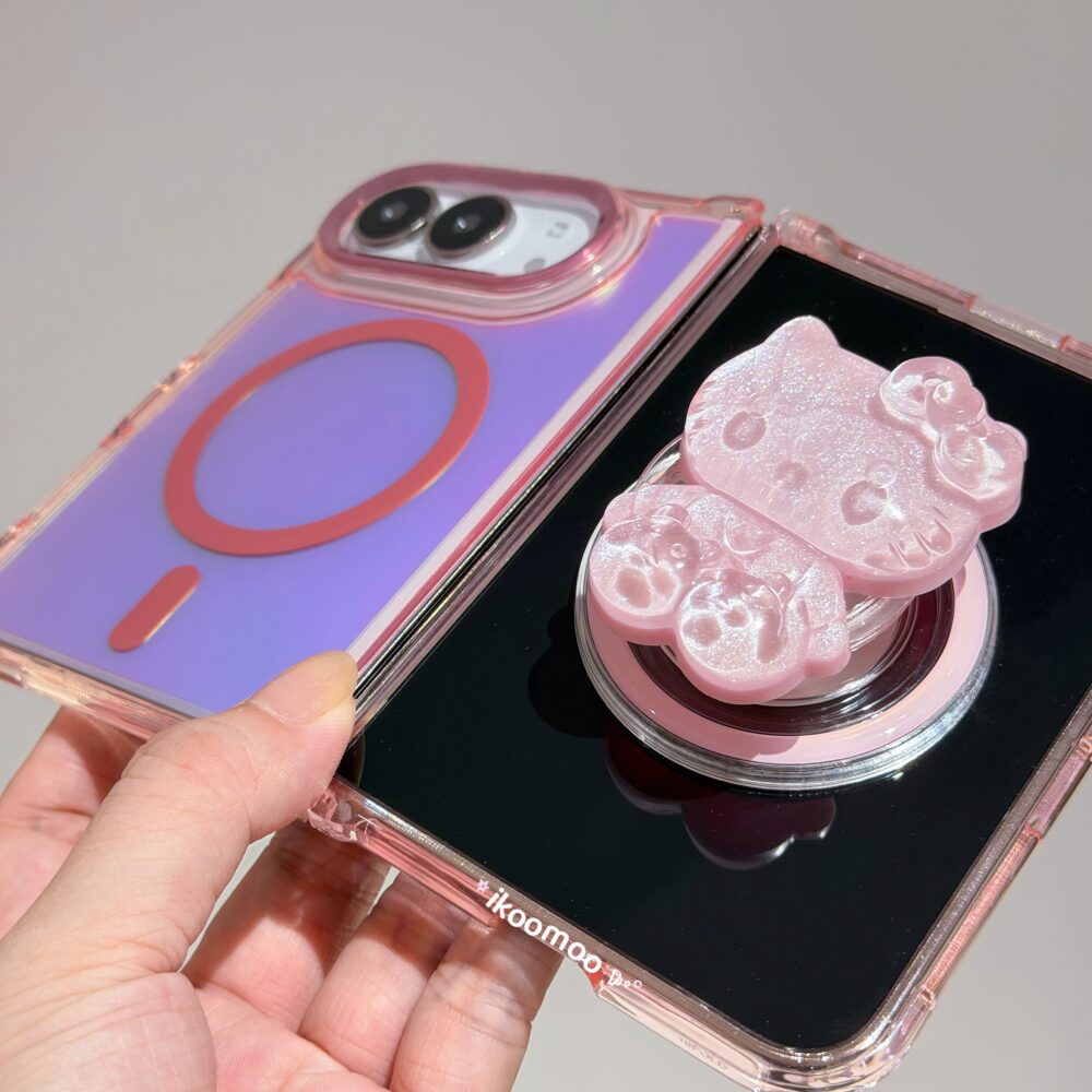 Pink Flaming Sky MagSafe iPhone Duo Case & Crystal Pink Kitty Phone Grip