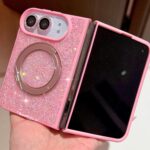 Aurora Crystals Rose Pink MagSafe iPhone Duo Case with Holder
