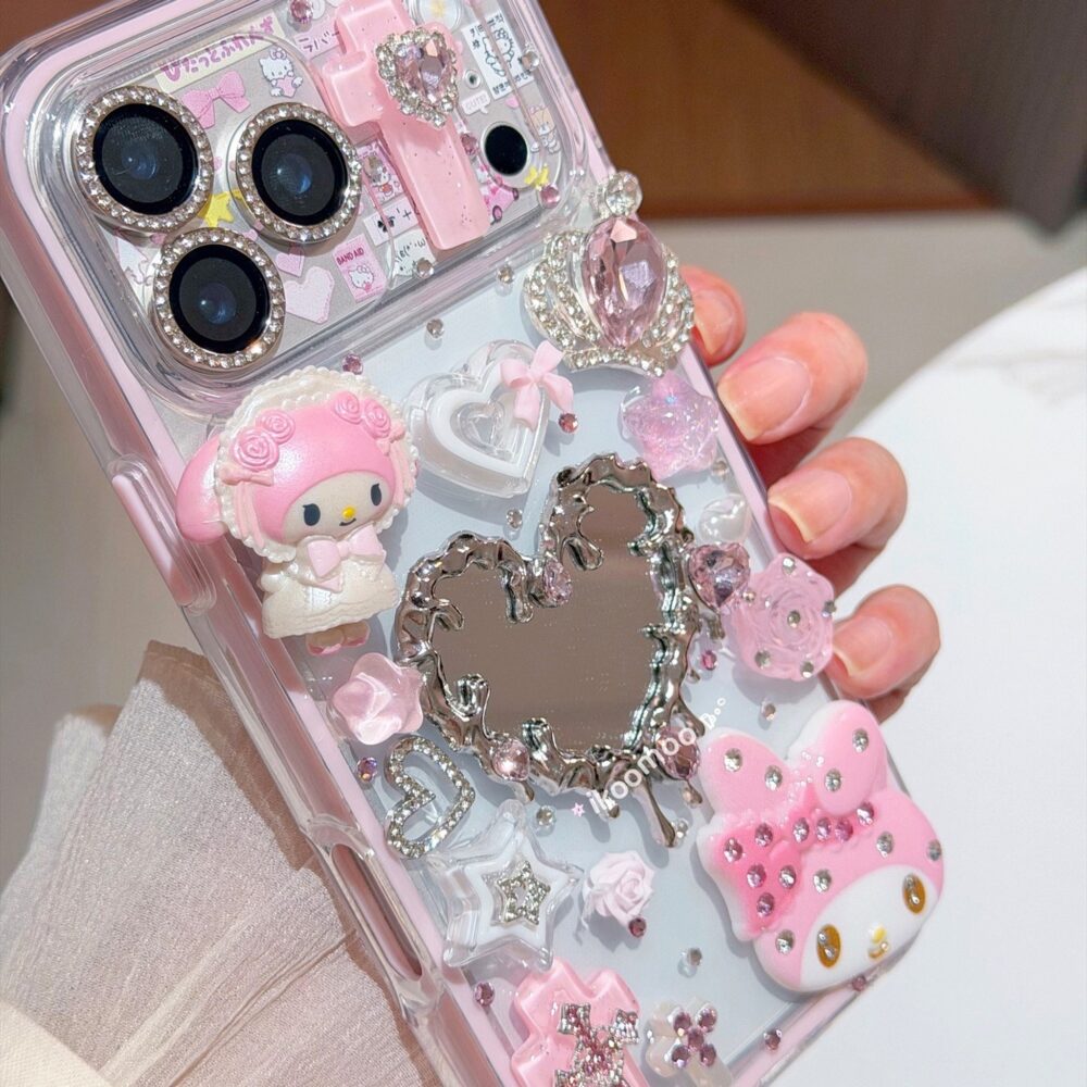 Melody Coquette Pink Lava Heart Mirror Decor Phone Case