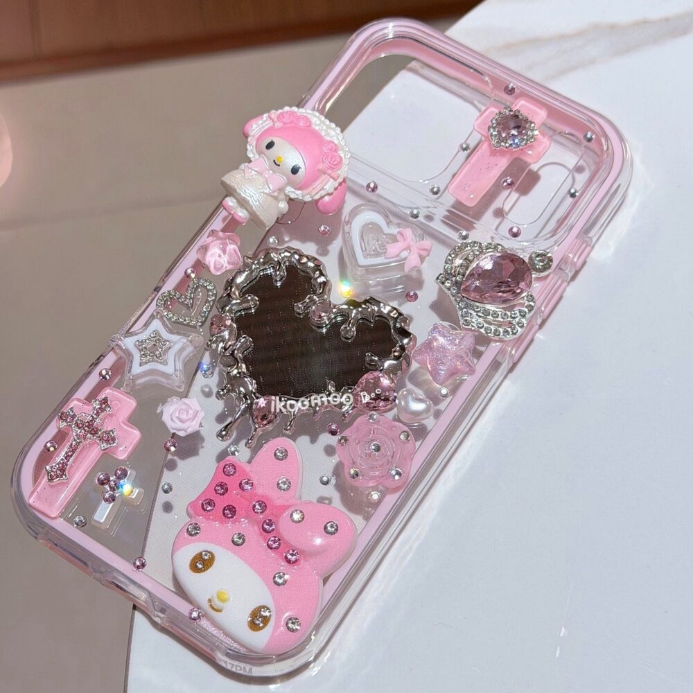 Melody Coquette Pink Lava Heart Mirror Decor Phone Case