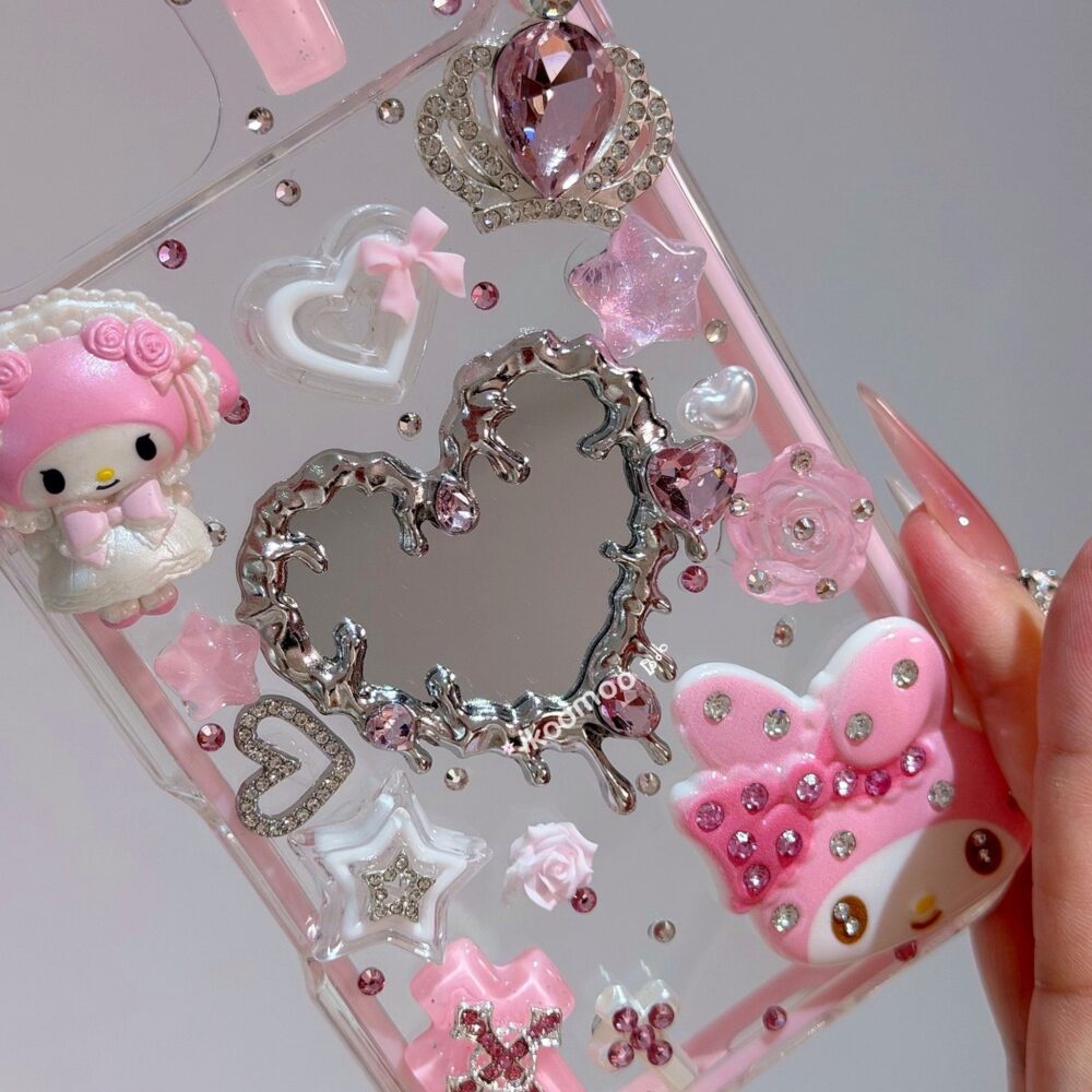 Melody Coquette Pink Lava Heart Mirror Decor Phone Case