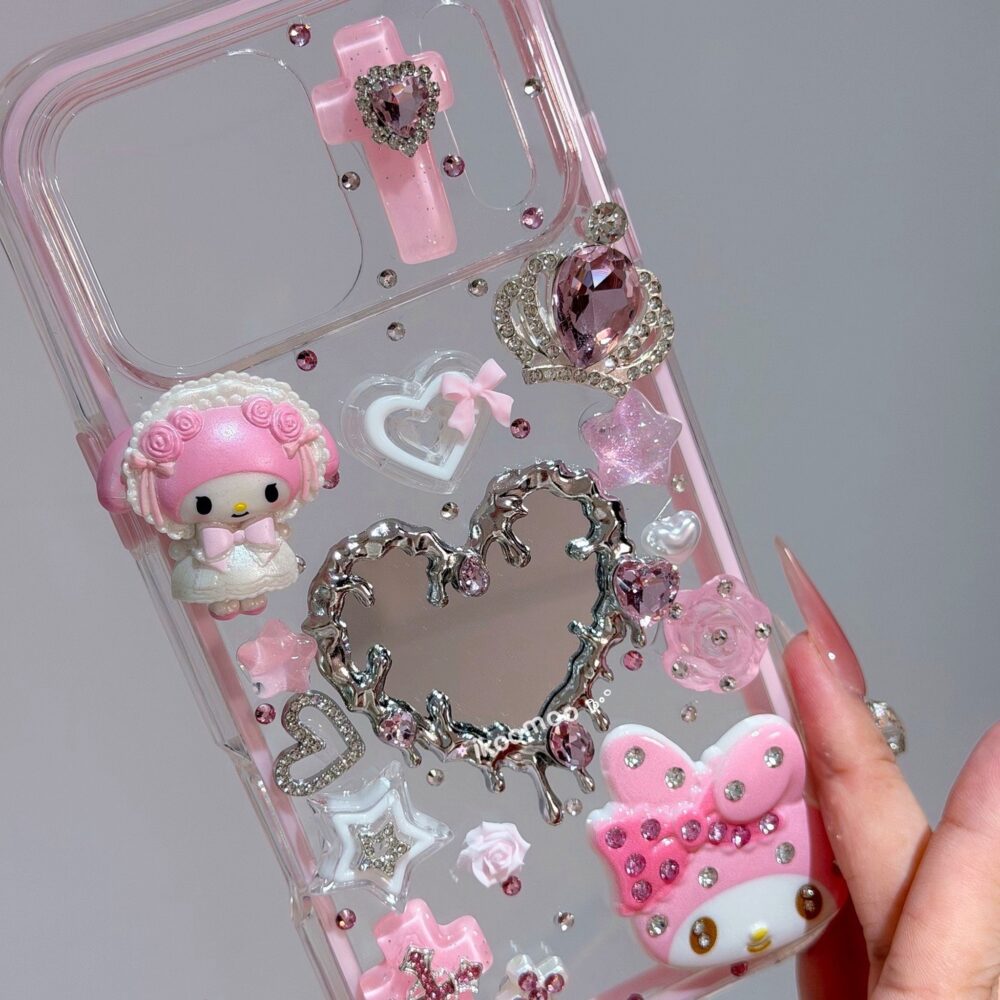 Melody Coquette Pink Lava Heart Mirror Decor Phone Case